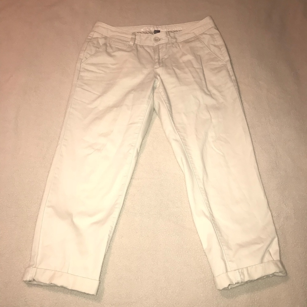 Khaki Eddie Bauer Legend Wash Boyfriend Crop Pants